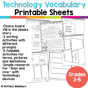 Preview of UNPLUGGED Technology Vocabulary Worksheets 3-5