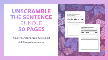 Preview of Unscramble The Sentence - 50 PGS - All Year Bundle - Language/Literacy