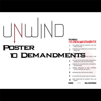 Preview of UNWIND Class Poster - 10 Demandments (Shusterman) Decorate your classroom
