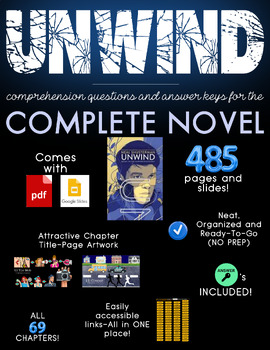 Preview of UNWIND: Comprehension Questions and Answer Keys for WHOLE NOVEL!