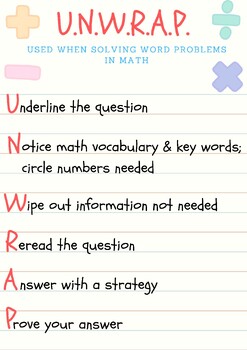 Preview of UNWRAP Math Problems Anchor Chart