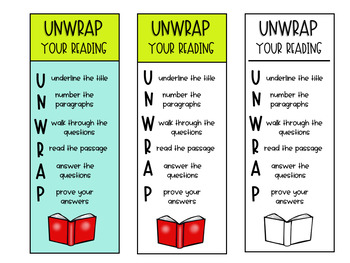 UNWRAP Reading Strategy Posters and Bookmarks by Sisters Designed to Teach