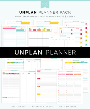 Preview of UNplan Undated Planner Calendar Printables