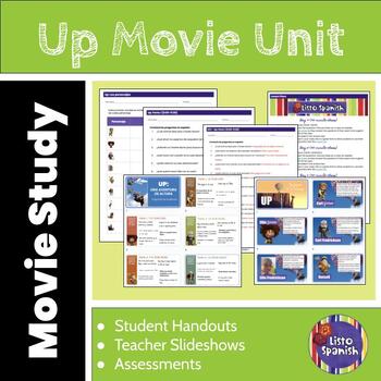 Preview of UP Spanish Movie Unit with Study Guide, Assessments, Comprehension Activities!