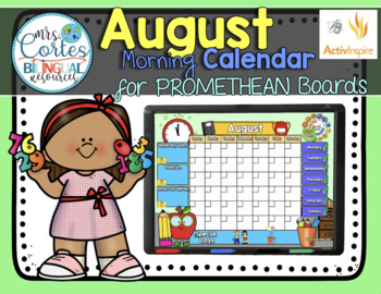 Preview of Morning Calendar For PROMETHEAN Boards - August- Back to school