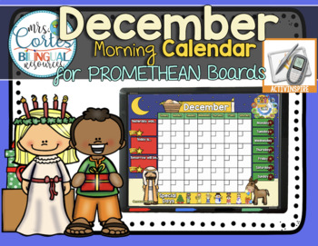 Preview of Morning Calendar For PROMETHEAN Boards - December- Holidays Around the World