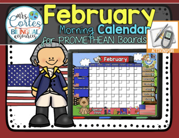 Preview of Morning Calendar For PROMETHEAN Boards - February- President's Day