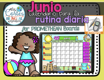 Preview of Morning Calendar For PROMETHEAN Board - Junio- Verano