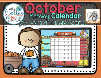 Preview of Morning Calendar For PROMETHEAN Boards - October- Fall