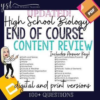 Preview of End of Year Biology Review Packet - Great For ANY State