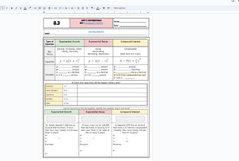 Preview of UPDATED: Exponential growth and decay with compound interest scaffolded notes