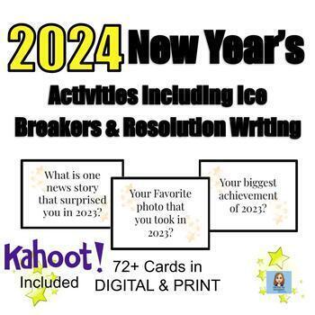 Preview of 2024 New Year's Ice Breakers & Conversation Cards 4 Journalism, YB & CTE