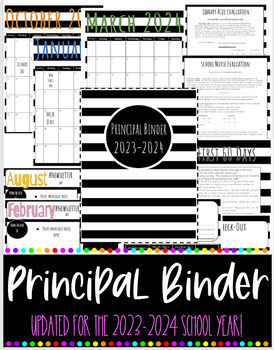 Preview of UPDATED! Principal, AP, Dean of Students - Binder 2023-2024 School Year