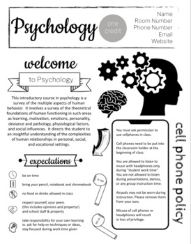 Preview of UPDATED! Psychology Syllabus - Completely Editable now in google slides.