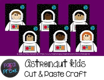 Preview of UPDATED! Space Cut and Paste Craft Template - Astronaut Kids