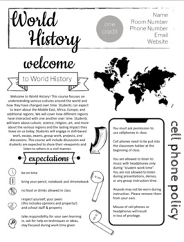 Preview of UPDATED! World History Syllabus - Completely Editable now in Google Slides!