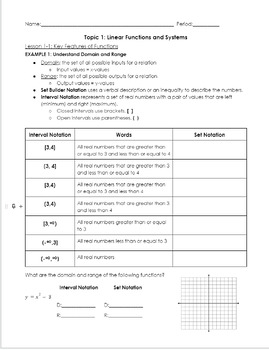 Preview of UPDATED enVision Algebra 2 Topic 1 Guided Notes (editable)