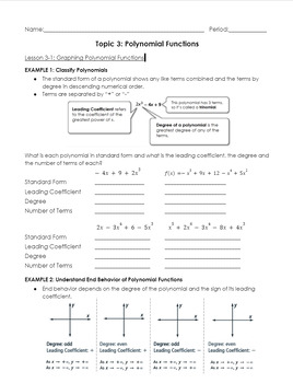 Preview of UPDATED enVision Algebra 2 Topic 3 Guided Notes (editable)