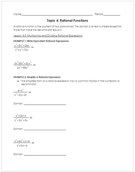 Preview of UPDATED enVision Algebra 2 Topic 4 Guided Notes (editable)
