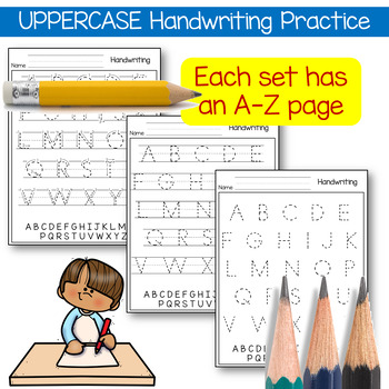 UPPER CASE Practice Writing Worksheets by Play2Grow with Jan Huebner