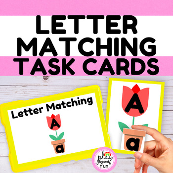 Preview of UPPERCASE AND LOWERCASE LETTER MATCHING TASK CARDS, LITERACY TASK BOXES for SPED