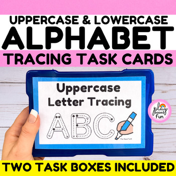 Preview of UPPERCASE & LOWERCASE LETTER / ALPHABET TRACING TASK CARDS & TASK BOXES SPED ESY