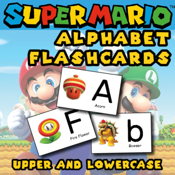 Preview of UPPERCASE & lowercase ALPHABET FLASHCARDS / SUPER MARIO STYLE / printable