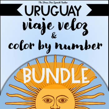 Preview of URUGUAY Spanish CI Reading AND Color By Number BUNDLE Hispanic Heritage Month