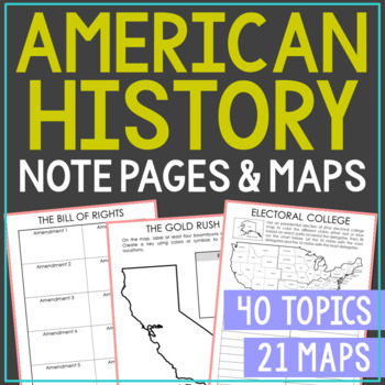Preview of US AMERICAN HISTORY Worksheet and Maps | Research Project Activity