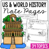 US AMERICAN and WORLD HISTORY Note Pages Posters | Social 