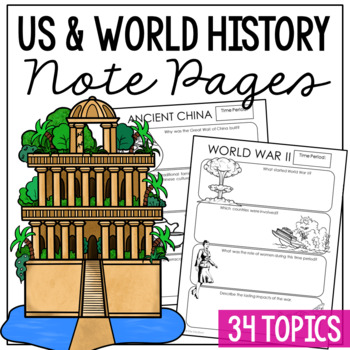 Preview of US AMERICAN and WORLD HISTORY Research Poster Notes | Social Studies Activity