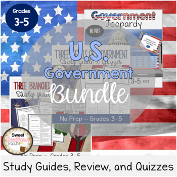 Preview of Government BUNDLE Study Guide, Review Jeopardy, Quiz Test NO PREP
