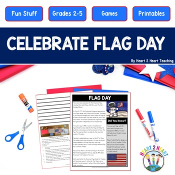 Preview of Flag Day Activities Reading Comprehension Flag Day Craft US America 4th of July