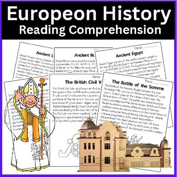 Preview of European History Social Studies Reading Comprehension Passages