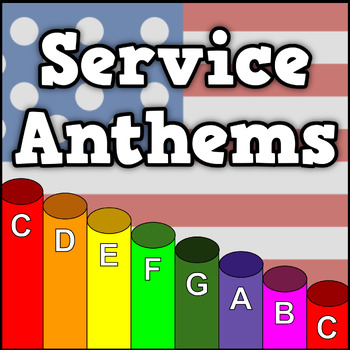 Preview of US Armed Services Anthems - Boomwhacker Play Along Video and Sheet Music Bundle