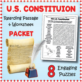 US CONSTITUTION DAY Reading Comprehension, Word Search &  