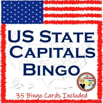 Preview of US Capital Cities Bingo I Know Your State Capitals Activity w/ 35 Bingo Cards!