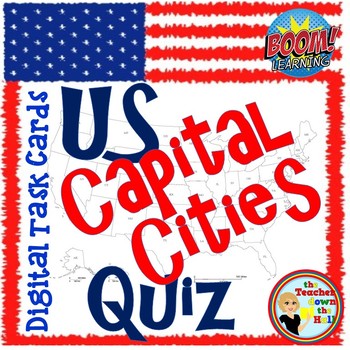 Preview of US Capital Cities Quiz Boom Cards United States Capitals Digital Activity