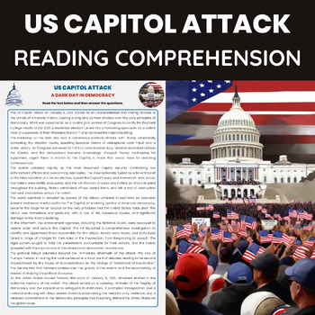 Preview of US Capitol Attack Reading Comprehension | January 6th Attack | 2020 US Elections
