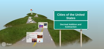 Preview of US Cities Decimal Addition & Subtraction Prezi