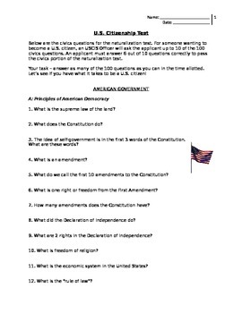 Preview of U.S. Citizenship Test