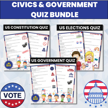 Preview of US Civics and Government Quiz Bundle | American  Democracy Quiz