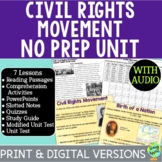 US Civil Rights Movement Unit - Reading Passages - PPT - A