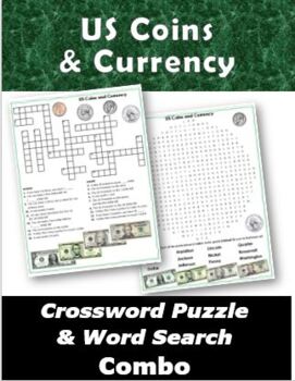 Preview of US Coins & Currency Crossword Puzzle & Word Search Combo