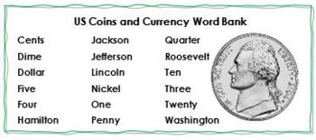 US Coins Currency Crossword Puzzle Word Search Combo TPT