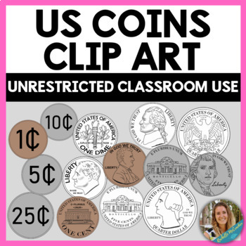 Preview of US Coins Money Clip Art, Math Clipart