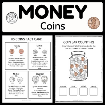 Preview of US Coins Money Unit Identification Preschool Counting Centers Games Kindergarten