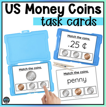 Preview of US Money Identification Coins Task Cards for Special Education Math Task Boxes