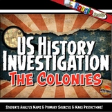 US Colonies Investigation History Lesson Stations & Presentation