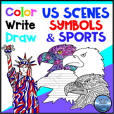 4th of July Coloring and Writing - United States Symbols, 